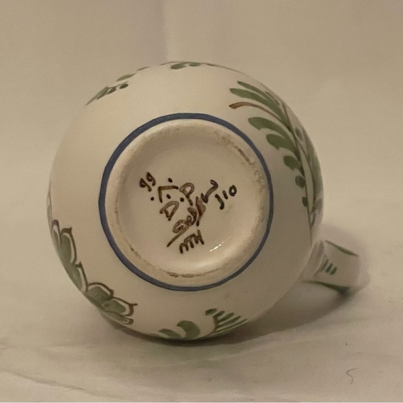 Italian Mini Ceramic Creamer MCM Handpainted Floral Design Small 3” Vtg EUC - Picture 6 of 6